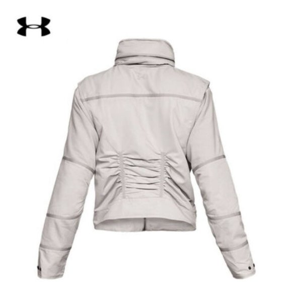 NWT $180 UNDER ARMOUR Women L Generation Moto Hooded Jacket in Earth Gray - Picture 7 of 11